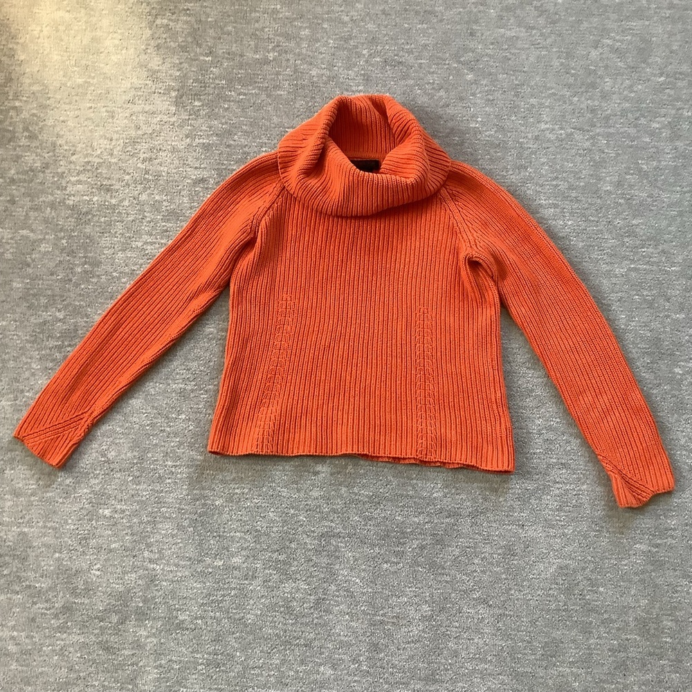 Ralph Ralph Lauren Orange Cowl Neck Chunky Cotton Sweater Sz. M